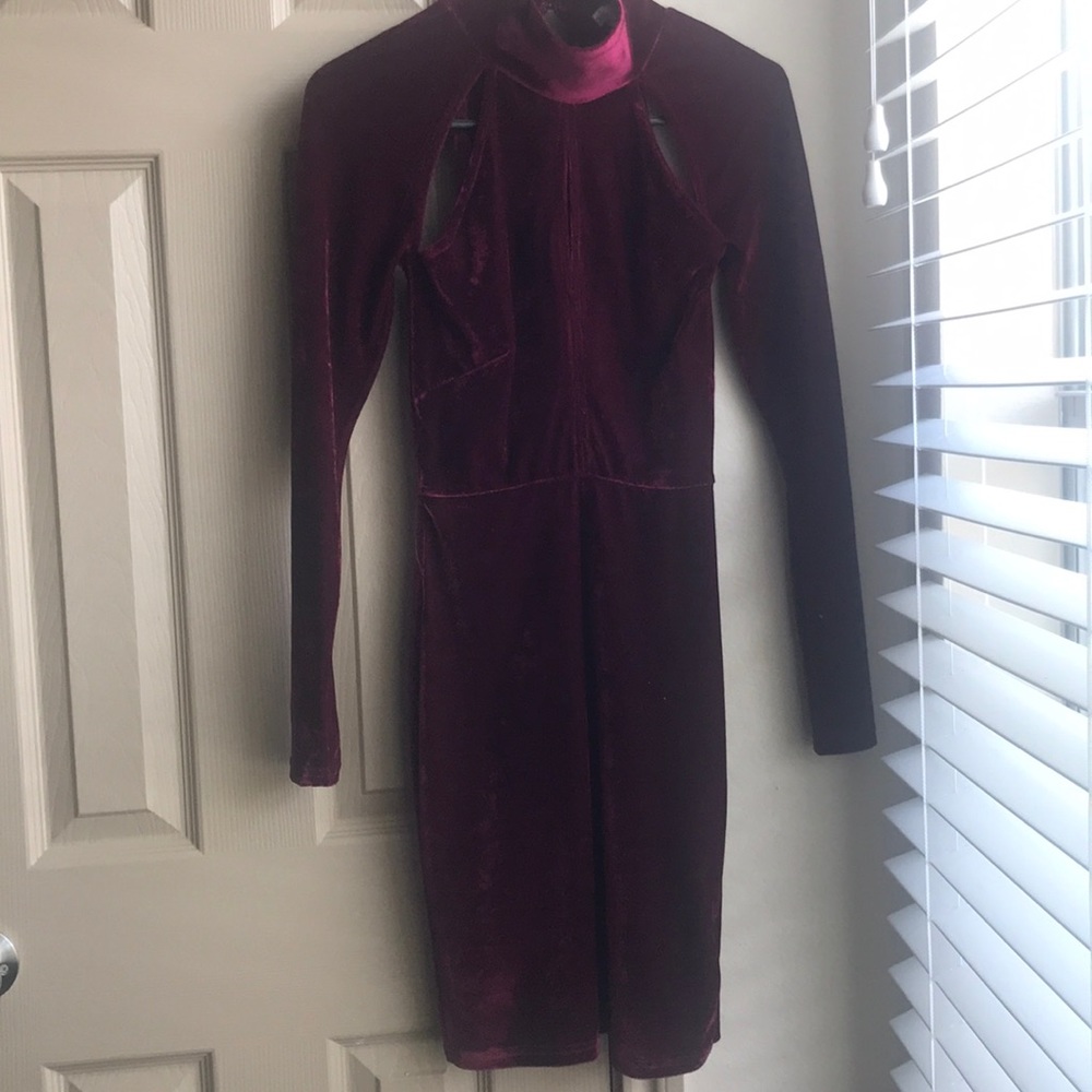 Burgundy velvet dress